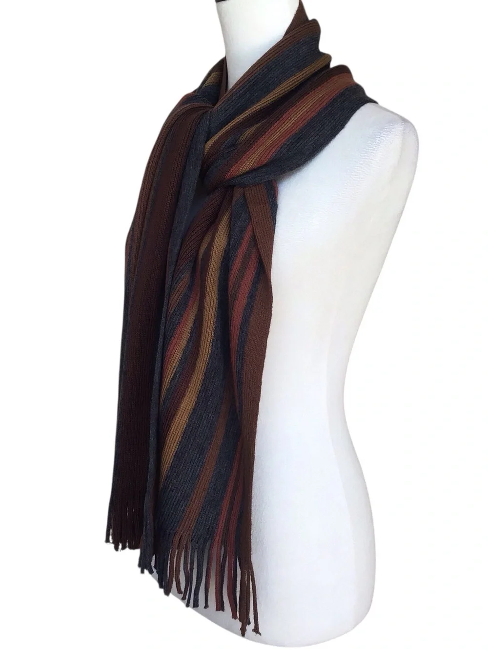 Geoffrey Beene Striped Scarf With Fringe